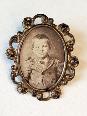 Antique 1900s Victorian Child Portrait Brooch Pin